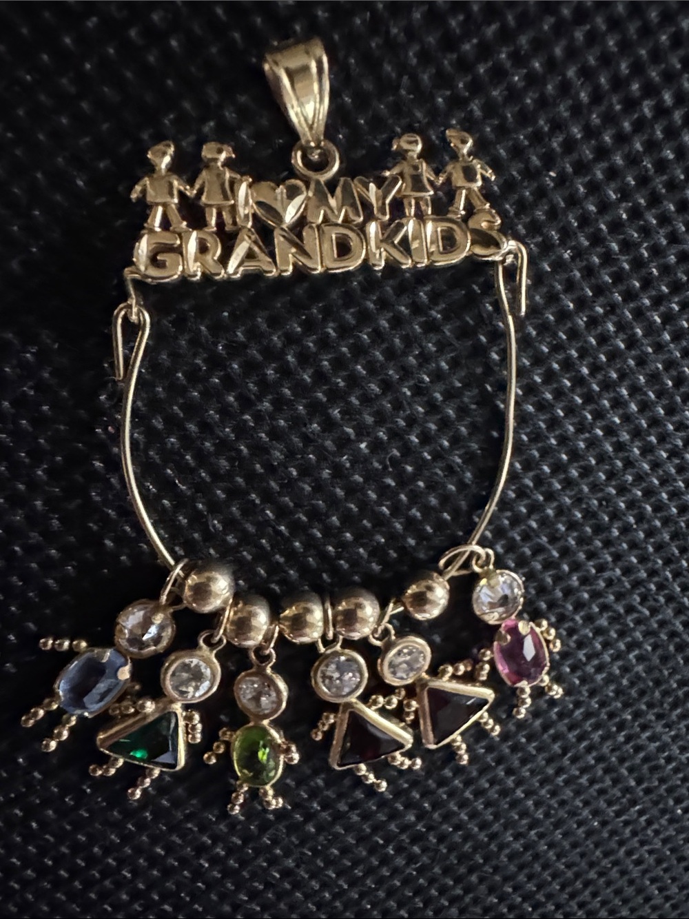 "I Love My Grandkids" 14 k GoldMulti-Gem Pendant